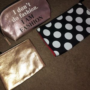 Pink, gold & black beauty bags
